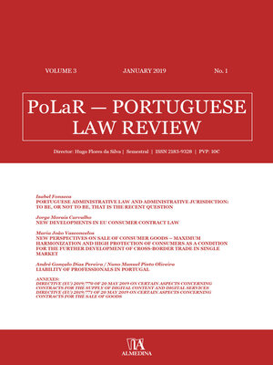 cover image of PoLaR Portuguese Law Review--Volume 3--n.º 1